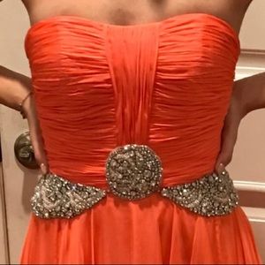 Strapless Coral Princess Gown